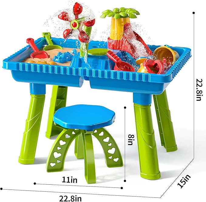 Kids Sand and Water Table Toys for Toddlers 3-8 Years Old, Sensory Play Table for Kids Age 3-5, Summer Outdoor Beach Toy for Boys and Girls 3-7, Birthday Gifts