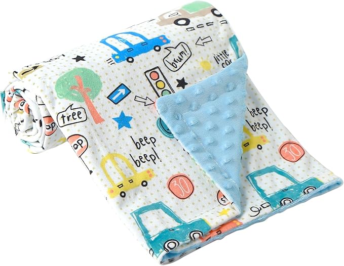 iEvolve Baby Nursery Bed Blankets Ultra Soft Double Layer Mini Blanket Minky Blanket Receiving Blankets Shower Gifts(Car,30 * 47in)