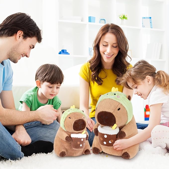 Achwishap Capybara Plush,Cute Plushies Capybara Stuffed Animals,Capybara Plush Toys,Kawaii Plushie Stuffed Toy with Dinosaur Hat Plushies Gift for Kids Adults Birthday(Capybara with Dinosaur Hat,12”)