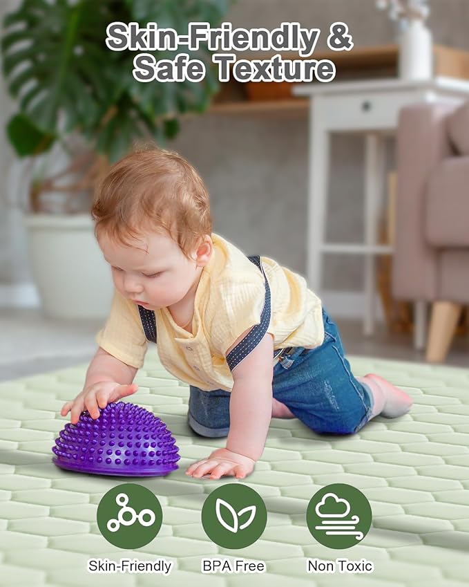 Premium Foam Baby Play Mat 50" x 50" with Removable Cover, Extra Thick Padding Playpen Mat, Non-Slip Floor Mat, Stylish & Easy to Clean for Crawling Baby, Infants & Toddlers, Green