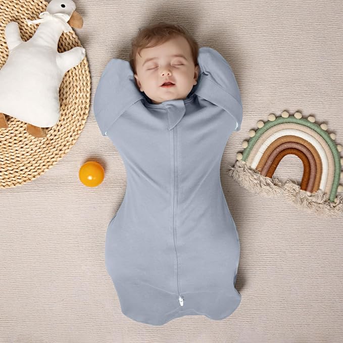 MEXXI Swaddle Baby Sleep Sack With Arms Up, 2 Pack Baby Transitional Swaddle with Double Zipper,0.5 TOG
