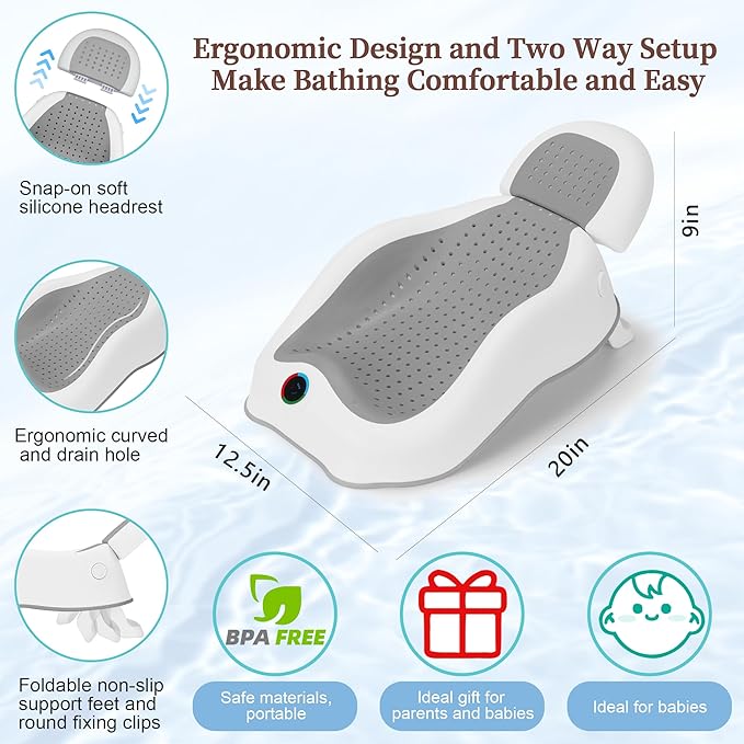 Baby Bath Support Newborn Bathtub with Thermometer,Foldable Baby Tubs for Newborns Baby Bathtub,Soft Sink Baby Bath Tub for Newborn Tub Infant Bathtub Baby Bather,Baby Tub Baby Bath