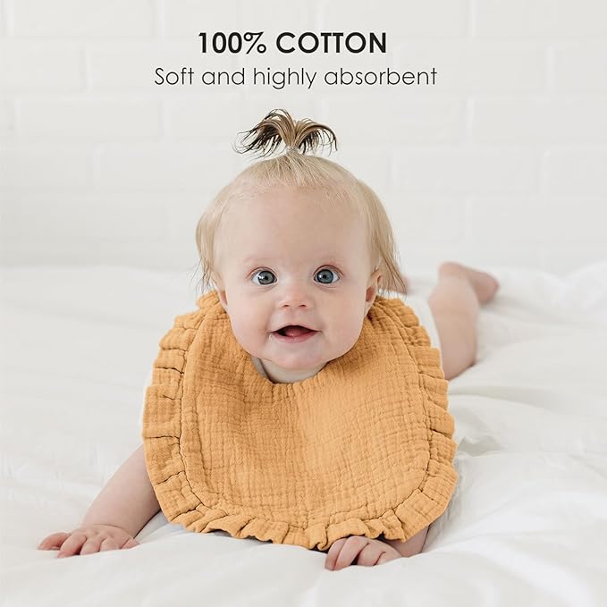 Baby Muslin Bibs Bandana Drool Bibs for Unisex Boys & Girls, Soft and Absorbent Cotton Teething Drooling Bib Set for Newborn Toddler