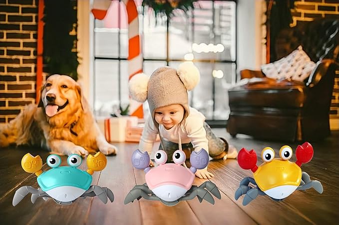 Crawling Crab Baby Toy Fantastic Creatures Toys Infant Sensory Tummy time Toys 3 4 5 6 7 8 9 10 11 12 Babies boy Girl Learning Crawl 3-6 6-12 Walking Toddler Gifts for 36 Months Old (Pink)