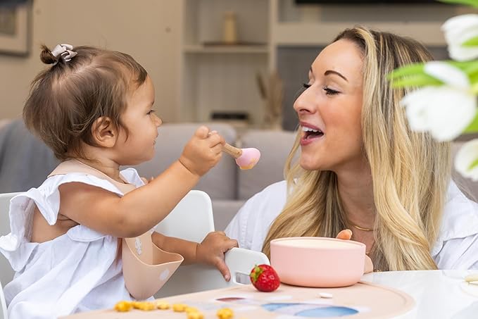 Silicone Baby Bib and Mat | Boys Girls Babies & Toddlers | Waterproof, Adjustable, BPA Free