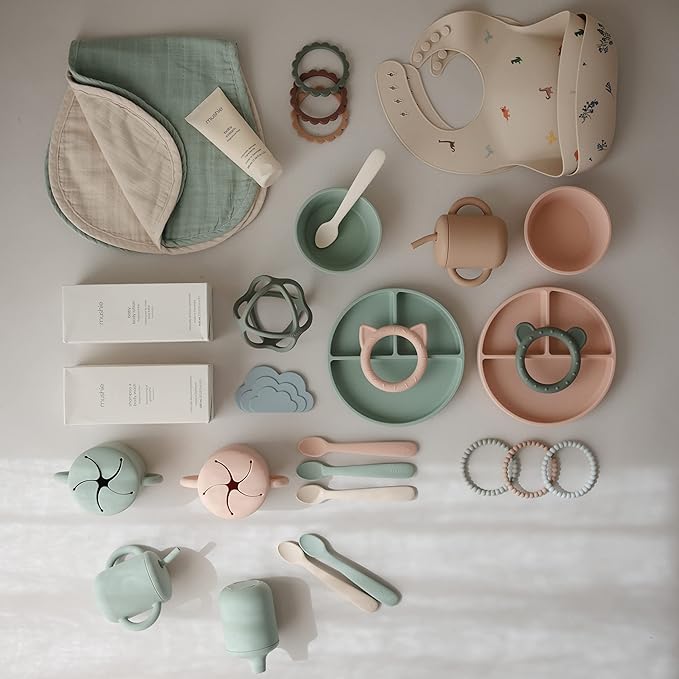 mushie 100% Silicone Training Cup & Straw for Toddlers | 6 Months+ (Cambridge Blue)