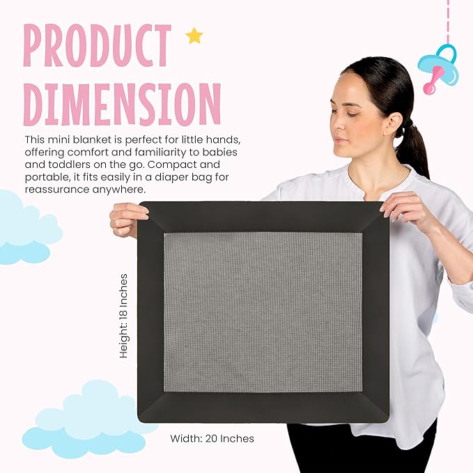 Thermal Waffle Knit Baby Blanket - Soft Breathable Mini Blanket for Newborns and Infants - Toddler Blankey for Strollers, Travel, Naptime, Nursery and More - 18" x 20" (Gray, Nylon Trim)