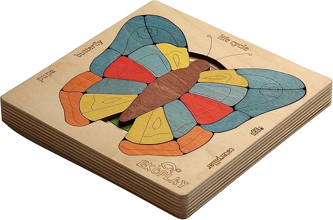 Life Cycle of A Butterfly | 31 Piece Wooden Multilayered Jigsaw Puzzles for Kids | Educational Toy and Gift for Boys & Girls 3 Years and Above