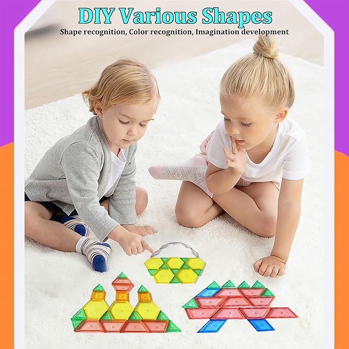 Translucent Pattern Blocks for Classroom 140 Pcs Kids Light Table Manipulatives Toys Education Learning Geometric Shapes