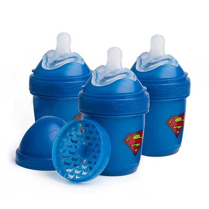 Herobility Double Anti-Colic Baby Bottles – 5 fl oz/140ml – 3-Pack – Superman Logo