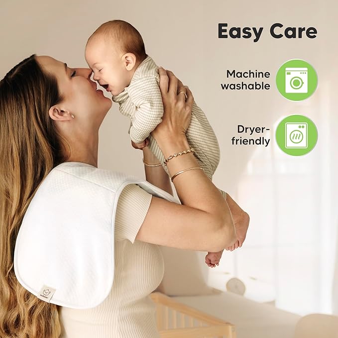 KeaBabies 5-Pack Organic Burp Cloths Baby Girl, Boy - Extra Large, Absorbent Baby Burp Cloths,Soft Burping Cloths for Babies,Newborn Burp Clothes,Cotton Burp Rags,Thick Burp Cloth(Soft White/Quin)