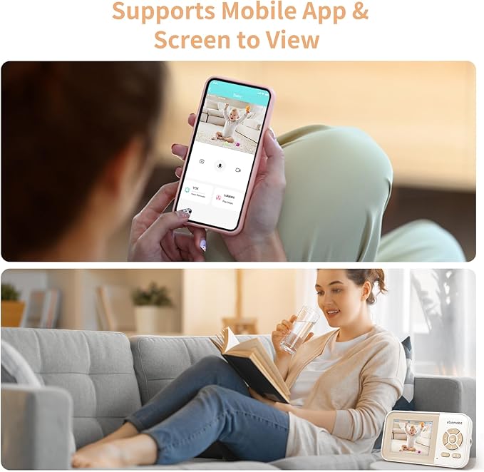 ebemate Video Baby Monitor with Two Camera, 2.8" LCD Screen with 2-Way Talk Cam Monitor and 5 Soothing Lullabies Baby Monitoring EB29-2