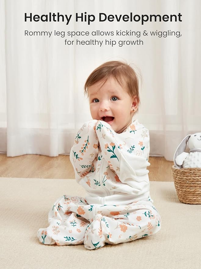 GROWNSY Transitional Swaddle Sleep Sack 6-12 Months,Starfish Design Baby Swaddle Sack, Dual-Zipper for Easy Diaper Changes, Proper Hip Development & Openable Foot Button, 19-27 lbs, Spring Garden