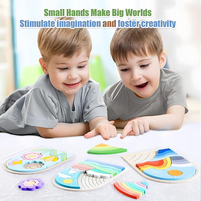 Jigsaw for Baby Boys, Wooden Puzzles for Toddlers 3-5, Boys Girls Birthday Gift for Kids Ages 4-6, Toddler Puzzles Montessori Toys for 3 Year Old, Great Gifts for 3+ Year Olds (3 Pack)