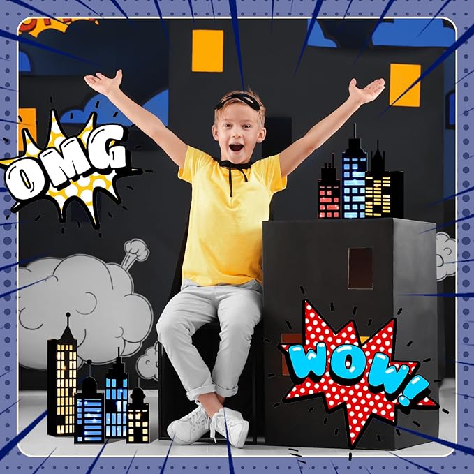 15 Pcs Hero Party Favor Boxes Skyscraper 3D City Box Skyline Buildings Heroes Candy Goodies Boxes Hero Theme Centerpiece Decorations Birthday Party Supplies(Colorful)