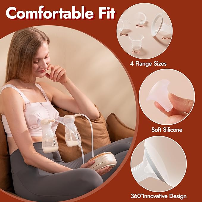 NCVI Electric Breast Pump 8132, VibeRelief Micro-Vibration Massage to Ease Discomfort, Ultra Comfortable Hospital-Grade Suction, Fully Adjustable, Rechargeable Portable Pump for Breastfeeding Moms