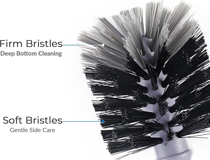 Bottle Brush Cleaner, Long Handle Bottle Brush with Dual Bristles for Water Bottles, Glassware, Mugs, Sports & Baby Bottles Cleaning, Black 4 Pack