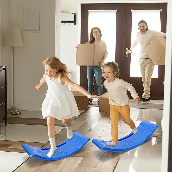 2 Pack Balance Board for Kids Teeter Totter Plastic Wobble Balance Board Indoor Toddler Toys for Toddler Exercise Motor Skills, Gaming, Outdoor and Indoor, Blue