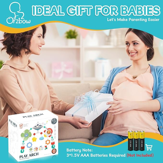 Orzbow Stroller Arch Toy for Baby, Musical Carseat Toys Hanging with Teething, Baby Mobile for Crib Bassinet Car Seat and Bouncer, Car Seat Activity Toy for Babies 0-12 Months