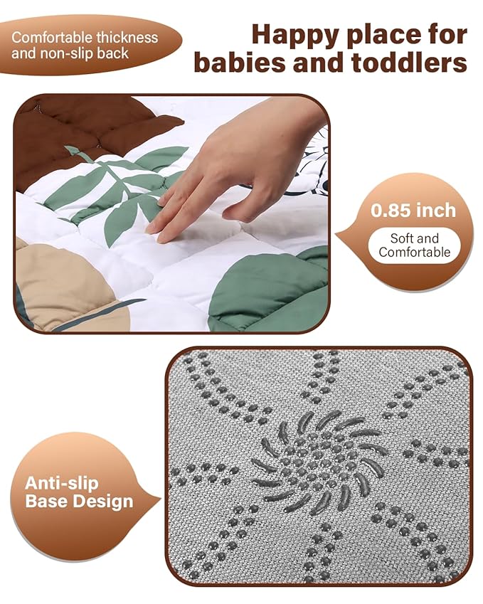 Baby Play Mat 71"x59", Non-Slip Baby Mat for Floor, Soft Thicker Playpen Mat, Portable Playmat, Crawling Mat for Babies, Toddlers & Infants to Play and Learn（Boho）