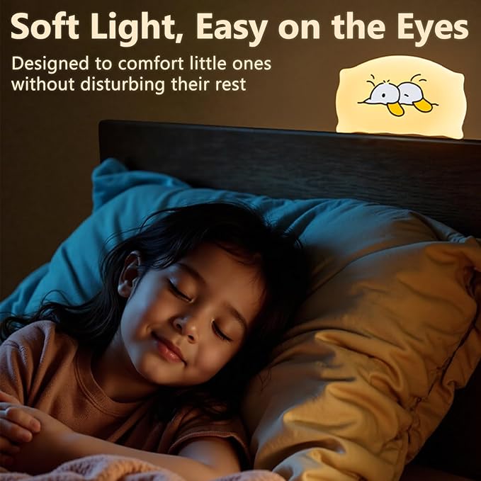 Dealswin Night Light for Kids, LED Squishy Ultra-Soft Cute Light Up Duck Magnetic Base, Dimmable Nursery Nightlight Gifts for Baby Room Decor, Rechargeable Bedside Touch Lamp for Breastfeeding