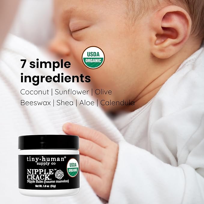Organic Nipple Cream, Nipple Crack Lanolin Free Nipple Butter, Balm for Breastfeeding Mother, No Need to Wash Off, Safe for Baby and Mama