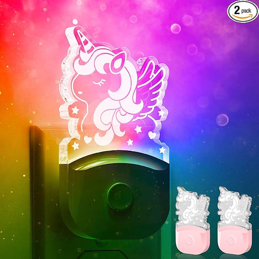 L LOHAS LED Night Light for Kids[2 Pack], Night Lights Plug into Wall with Dusk to Dawn, LED Cute Night Light, Color Changing Nightlight, Birthday Gifts for Girls, Kids, Room Decor