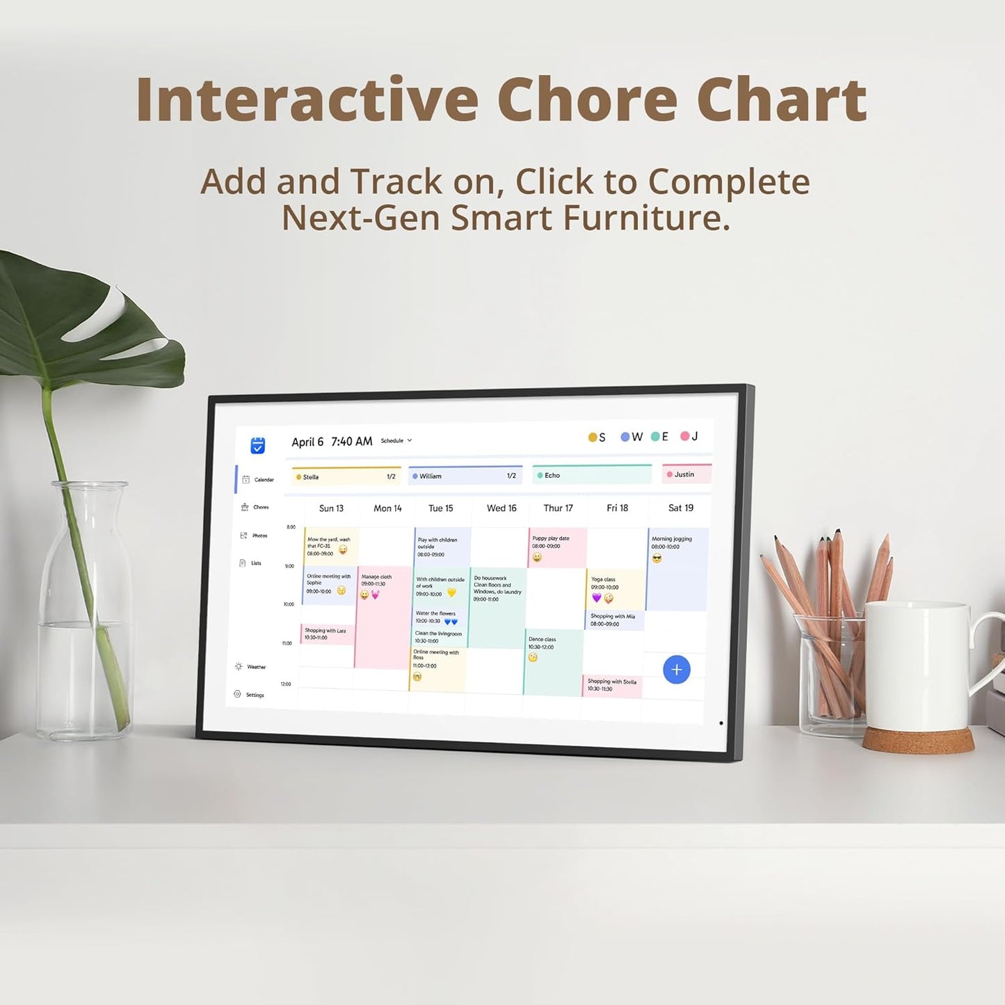 Dragon Touch 21.5" Digital Calendar Chore Chart – 1080P Full HD Interactive Touchscreen, Smart Family Planner, Hearth Display Digital Calendar Wall & Desk Mountable for Seamless Scheduling Black