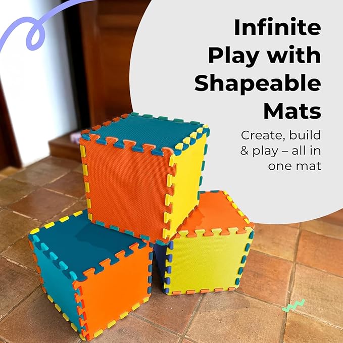 MioTetto Baby Play Mat, Soft Foam Floor Tiles for Kids. Adjustable Interlocking Foam Tiles, Fits with 74x74 Playpen Baby mat for Crawling & Development, Safe & Non-Toxic Playmat for Babies 6-12 Months