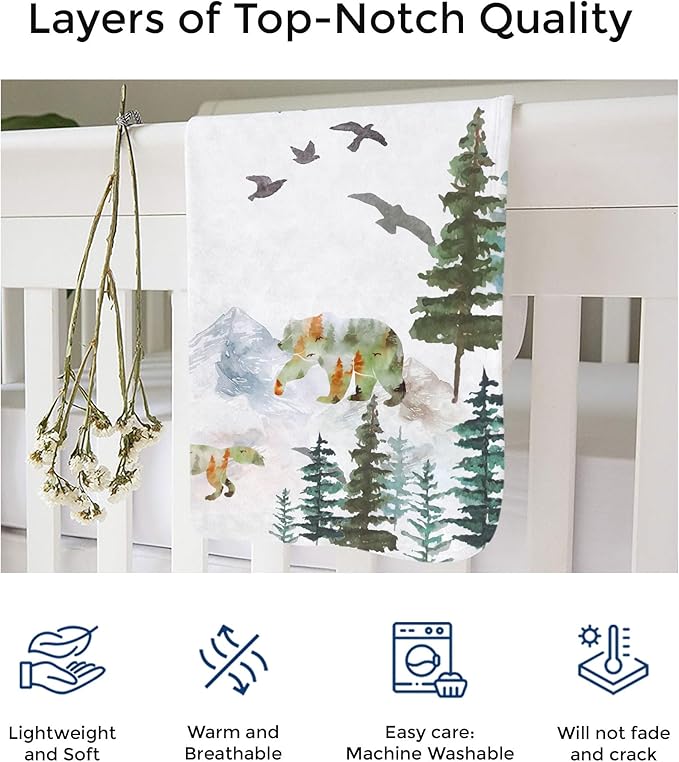 MDPrints Global Woodland Custom Baby Blankets for Boys, Customized Baby Boy Gifts with Name, Personalized Baby Blanket, Newborn Gift