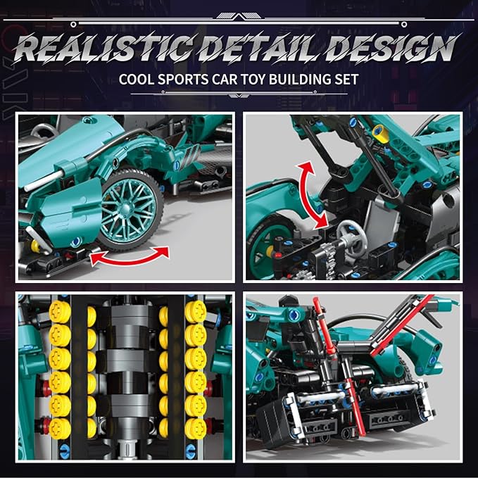 999 Piece Sports Car Building Blocks Toys Boys or Adults Kits, 1:14 Race Car Model Building Set, Adult Collectible Model Cars Set to Build, STEM Super Cars Sets for Boys Girls Age 6-12, 8-14