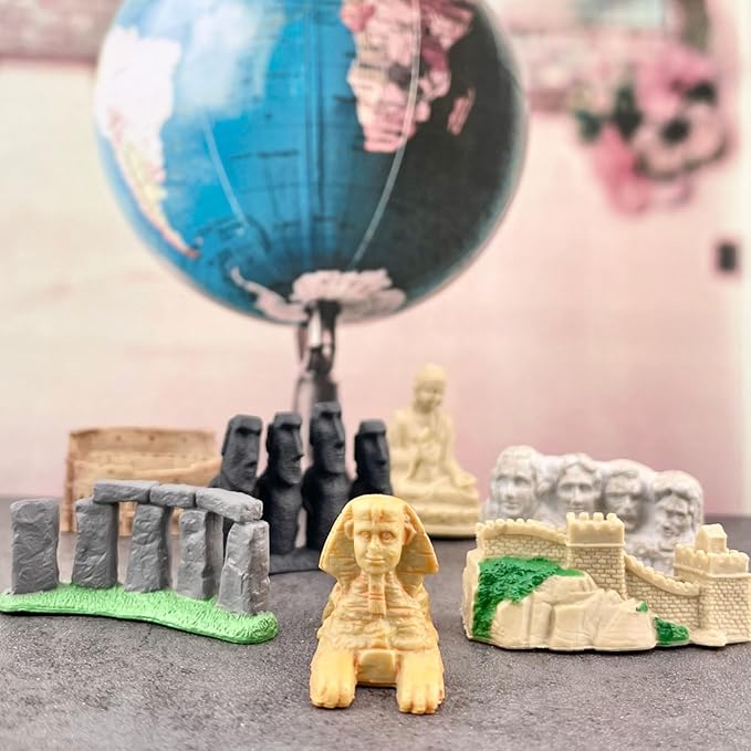 Safari Ltd. World Landmarks TOOB - 7 Figurines: Mount Rushmore, Great Wall, Easter Island heads, Colosseum, Sphinx, Stonehenge - Educational Toy Figures For Boys, Girls & Kids Ages 3+