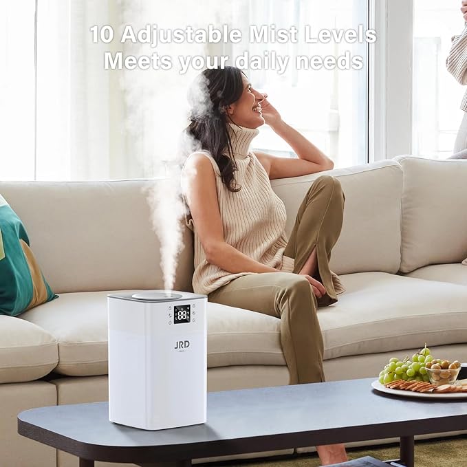 JRD 4L Humidifiers for Bedroom, Cool Mist Humidifier for Large Room, 40H Runtime, 360° Nozzle, Night Light for home