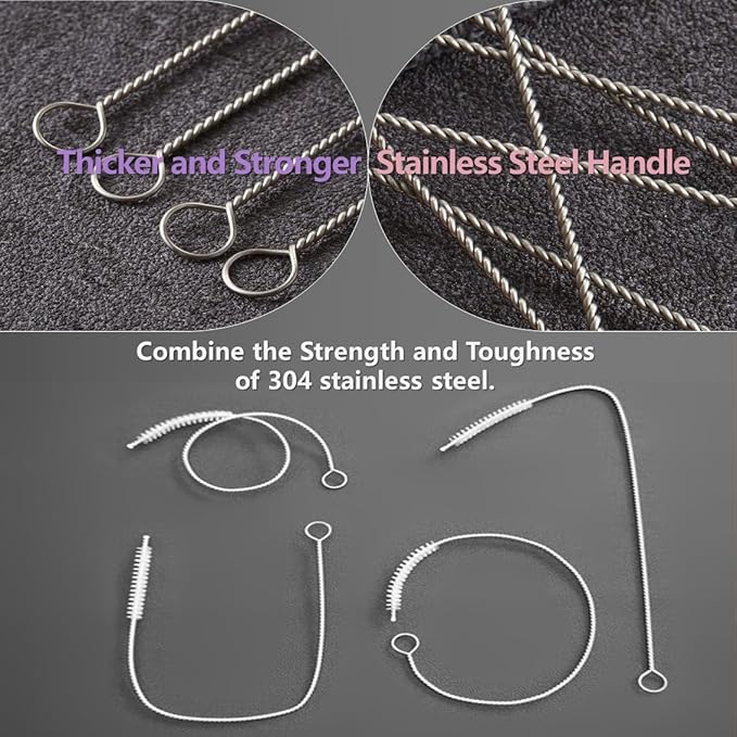 Straw cleaner brush straw brush for 40 oz stanley straw cleaner brush extra long 12 inch, Nylon Stainless steel small cleaning brush—Pink&Purple series