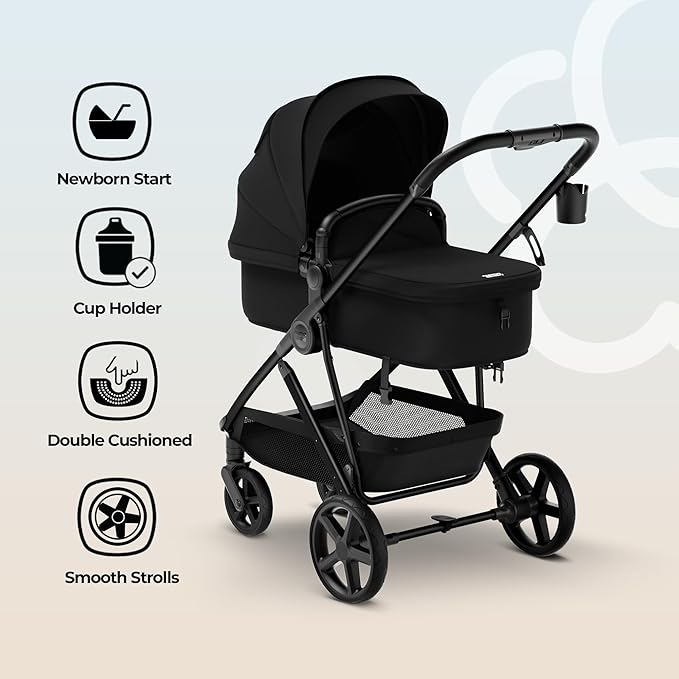 MAMA & BABY Rovee 2-in-1 Baby Stroller, Convertible Infant & Toddler Stroller with Reversible Seat, Large UPF 50+ Sun Canopy, Foldable Stroller with Shock-Absorbing Wheels & Storage Basket
