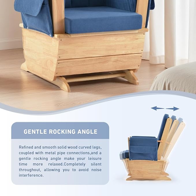 SafeRocker Standard Glider Rocker - Baby Feeding and Rocking Chair for Nursery, Daycare Environment - Cut Pile Nursery Rocking Chairs with 280lbs Weight Capacity, Blue
