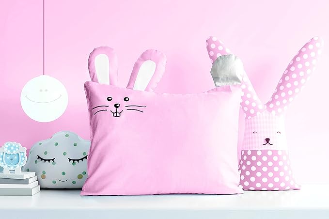 kinder Fluff Kids Pillow & Pillowcase Set - 233T Cotton Pillow Covers & Down Alternative Pillow Fill - Hypoallergenic Kids Pillows for Small Children - Children & Travel Pillows Kid - 13x18in Pink