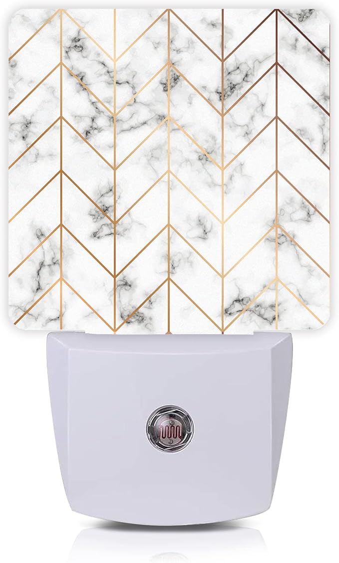 Marble Line Geometric Night Light,Plug-in Night Lights with Dusk-to-Dawn Sensor for Stairway/Hallway/Kitchen Sleep Friendly lamp for Women/Girls/Boys Gift,0.5W