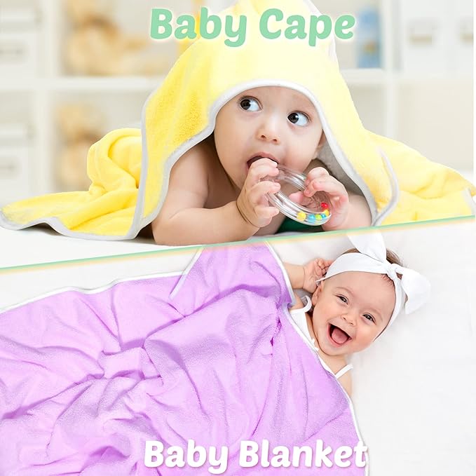 Chumia 6 Pack Baby Bath Towel Coral Fleece Soft Absorbent Newborn Hooded Towel for Kid 30 x 30 Inch Toddler Bath Blanket for Babies Infant Shower Gift(Mixed Colors)
