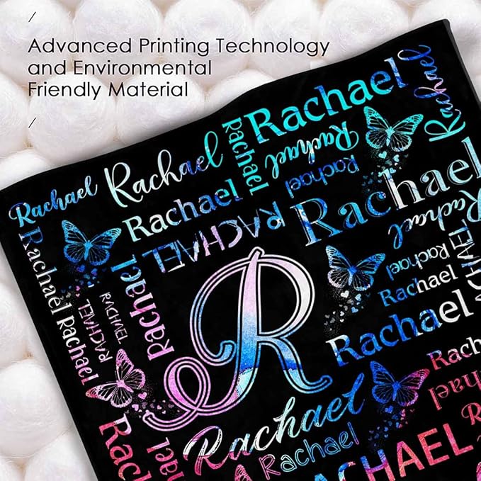 Personalized Baby Blanket for Girls Custom Birthday Blanket with Name Soft Rainbow Butterfly Personalized Name Blankets for Kids Daughter Granddaughter Friends on Birthday