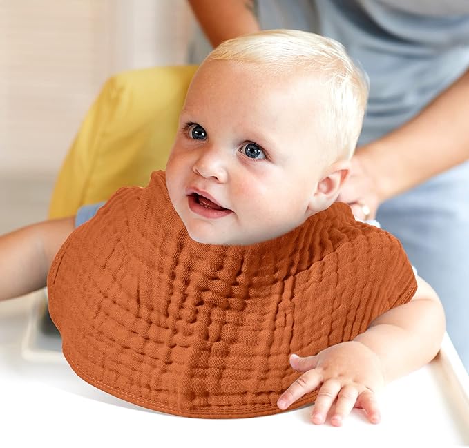 8 Packs Muslin Burp Cloths 6 Layers Unisex Baby Items Absorbent Burp Rags Colorful Muslin Washcloths for Baby Plain Soft Cotton Cloth for Babies Girls Boys, 10 x 20 Inch (Vintage Colors)