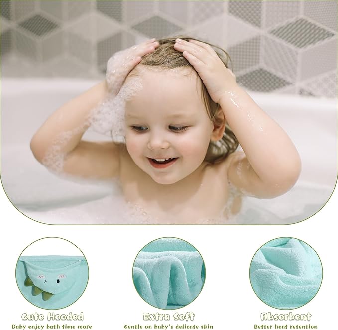 Toddler Towels with Hood for 0-5 Years, 2-Pack Toddler Bath Towel 50"x32" Large Size Baby Bath Towel for Girl Boy, Soft Absorbent Kids Towels with Animal Hooded, Baby Bath & Hooded