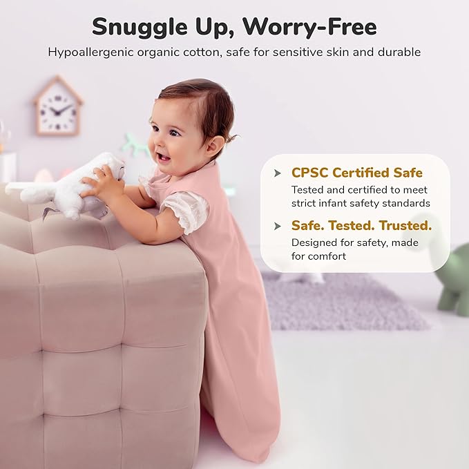 Baby Sleep Sack 1.0 TOG, Organic Cotton Baby Wearable Blanket with Two-Way Zipper, Swaddle Transition Baby Sleeping Bag, All-Season Sleep Sack for Newborn Infant Toddler Boy Girl, 2-Pack, 0-6 Month