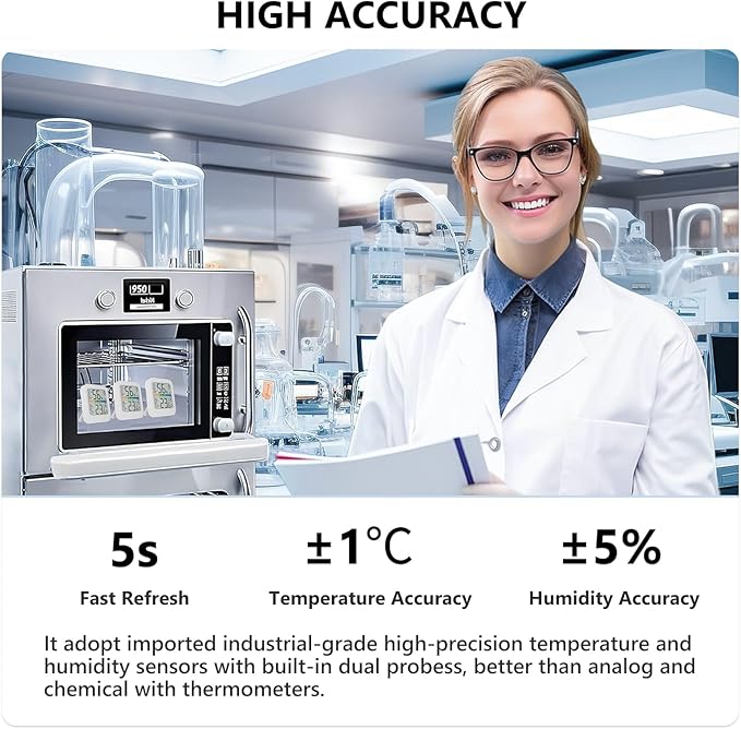 Digital Hygrometer Indoor Thermometer, [Fast Refresh] [Large Color Comfort Indicator] Home Essentials Room Temperature and Humidity Monitor Meter w/High Accurate Sensor, for Bedroom, Baby Room