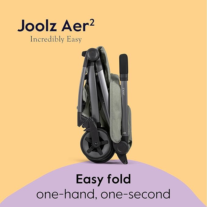 Joolz Aer2 Lightweight Travel Stroller for Baby & Toddler – Ultra-Compact One-Hand Foldable Stroller, Reclining Seat, UPF 50+ Canopy, Adjustable Leg Rest, Carry-On & Airplane Approved (Sage Green)
