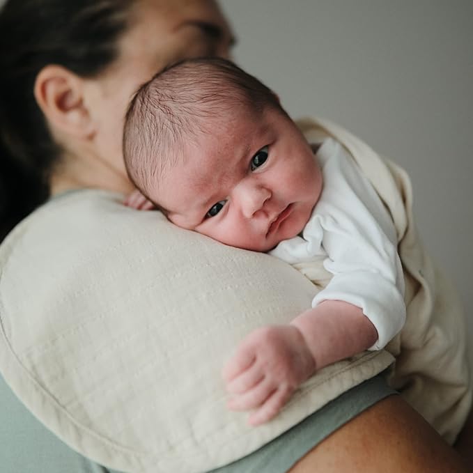 mushie Muslin Baby Burp Cloths | 100% Organic Cotton, Set of 2 (Roman Green/Fog)