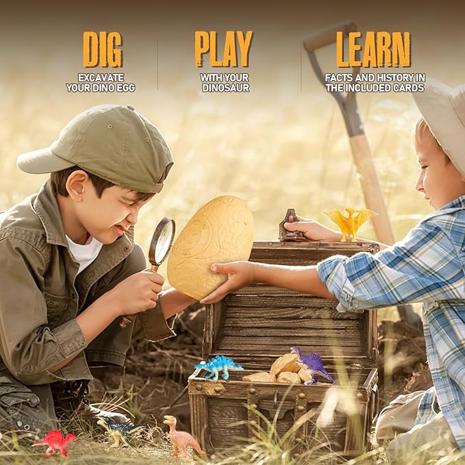 Jumbo Dino Egg Dig Kit - 12 Dinosaurs Excavation Kit, Dinosaur Toys for Kids 5-7, Fossil Dino Dig for Dinosaur Collection, Toys Gifts for Boys Girls 6 and up Year Old Birthday Gift