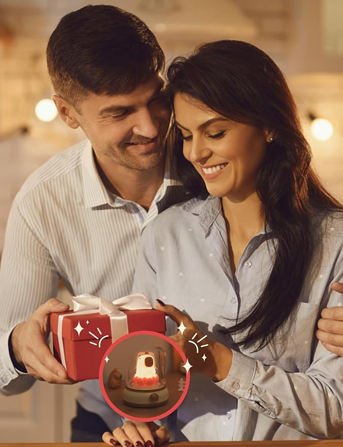 Lucky Capybara Night Light, Cute Rechargeable Lamp for Kids, Rotatable Brightness Adjustment, Lucky Capybara Gift (Yellow)