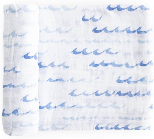 Little Unicorn Premium Cotton Swaddle Baby Blanket | Breathable Fabric | for swaddling, Play, Nursing & More (High Tide)