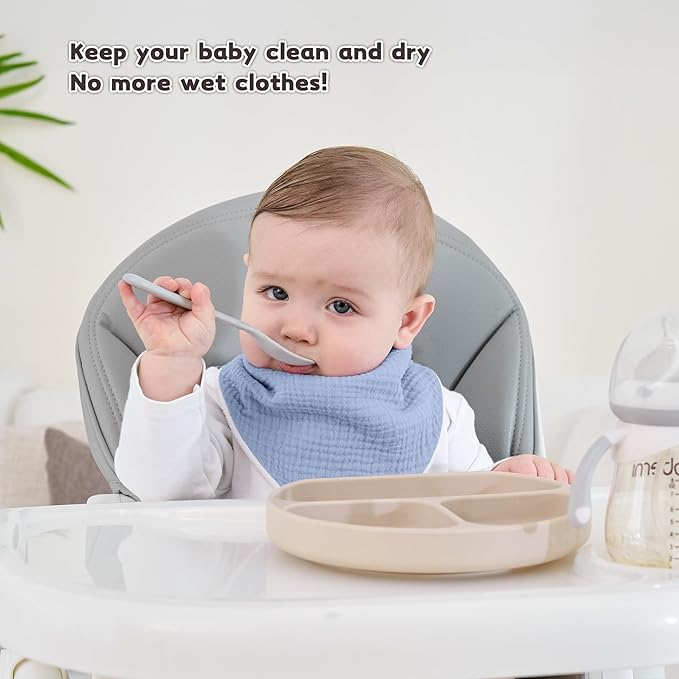 Susurration Muslin Baby Drool Bibs 6Pack Soft Triangular Adjustable Baby Bandana Bibs for Unisex Baby Girls & Boys